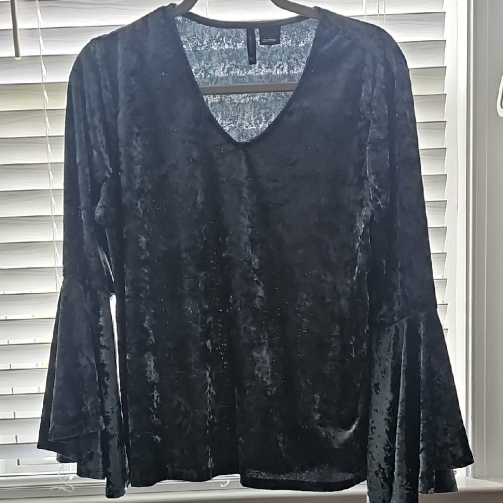 Elegant Dark Blue Velvet Women's Top